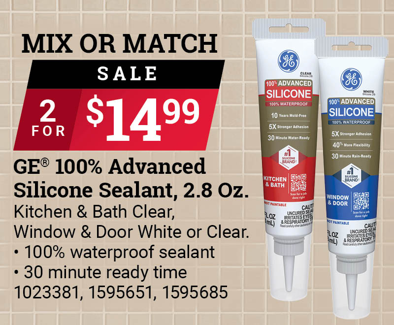 GE® 100% Advanced Silicone Sealant, 2.8 Oz.