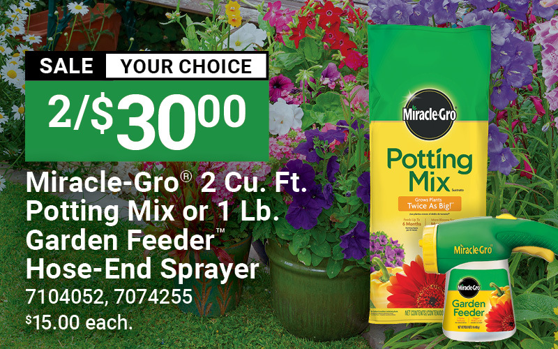 Miracle-Gro® 1 Lb. Garden Feeder™ Hose-End Sprayer or 2 Cu. Ft. Potting Mix