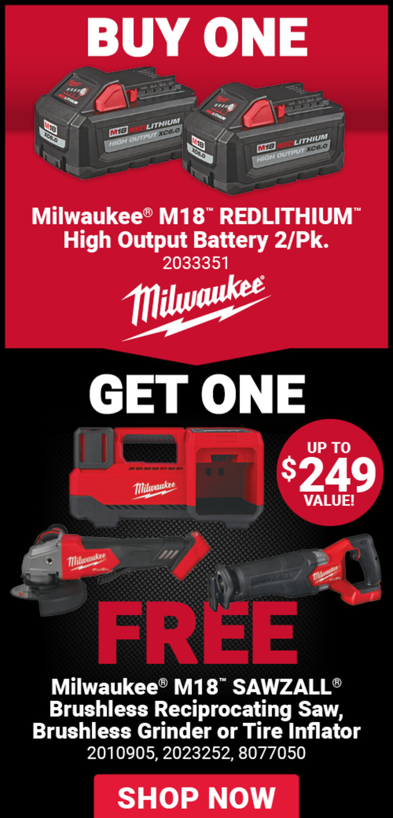 Milwaukee® M18™ REDLITHIUM™ High Output Battery 2/Pk. 