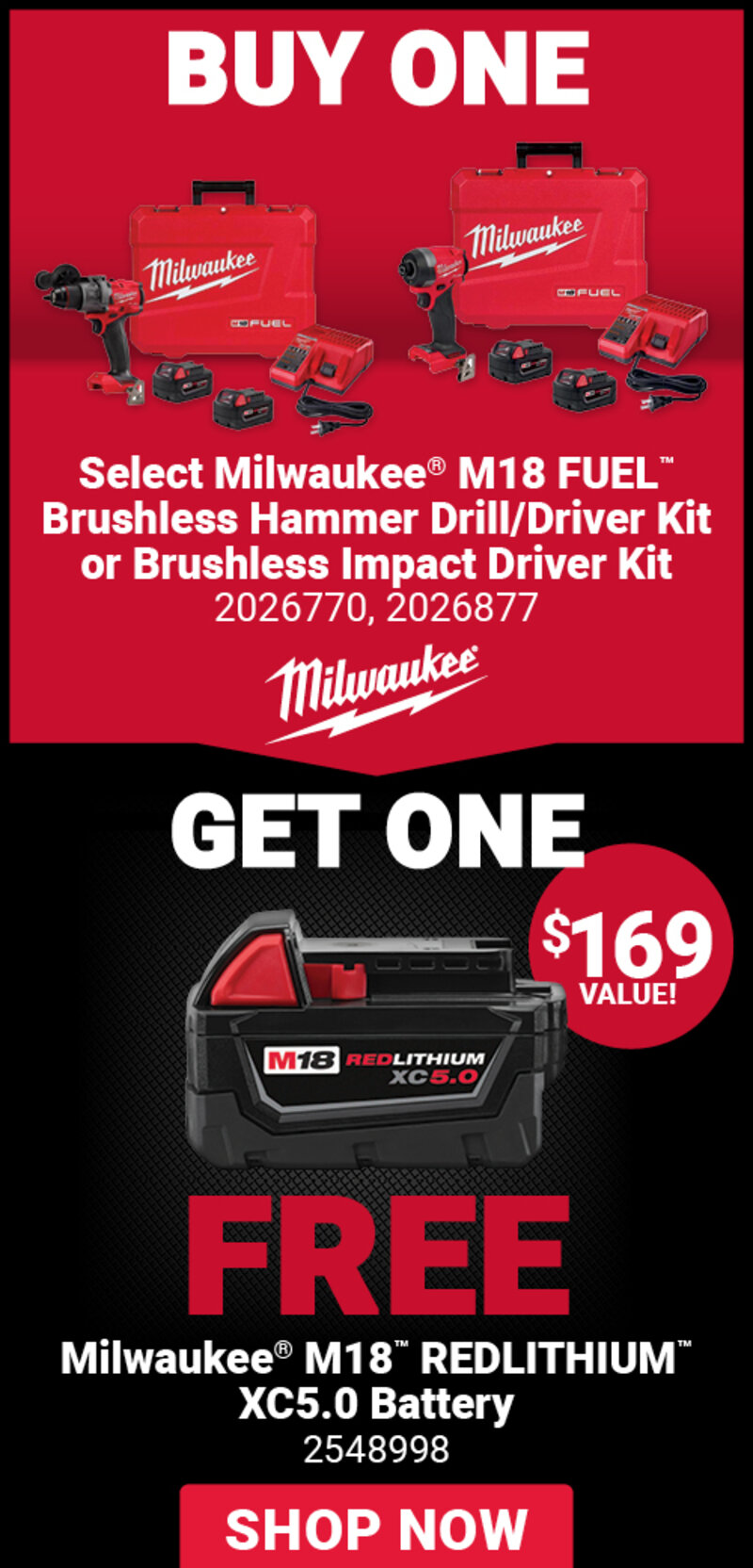 Milwaukee® BOGO Offer - Driver Kits
