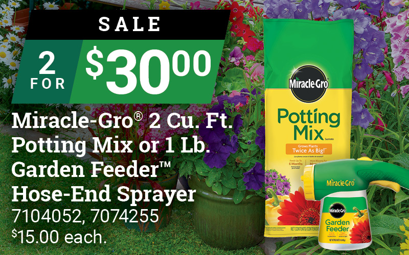 Miracle-Gro® 2 Cu. Ft. Potting Mix or 1 Lb. Garden Feeder™ Hose-End Sprayer