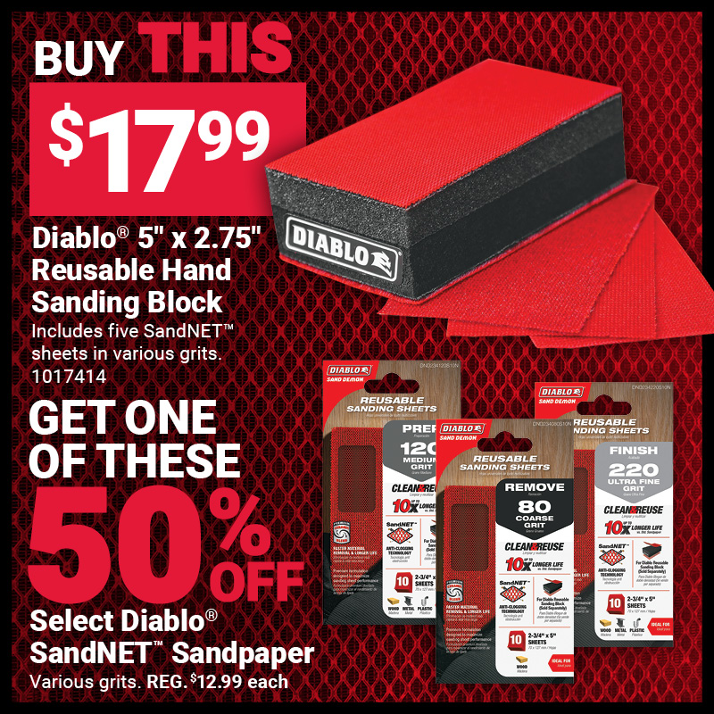 Diablo® Sanding Block and SandNET™ Sandpaper Deal