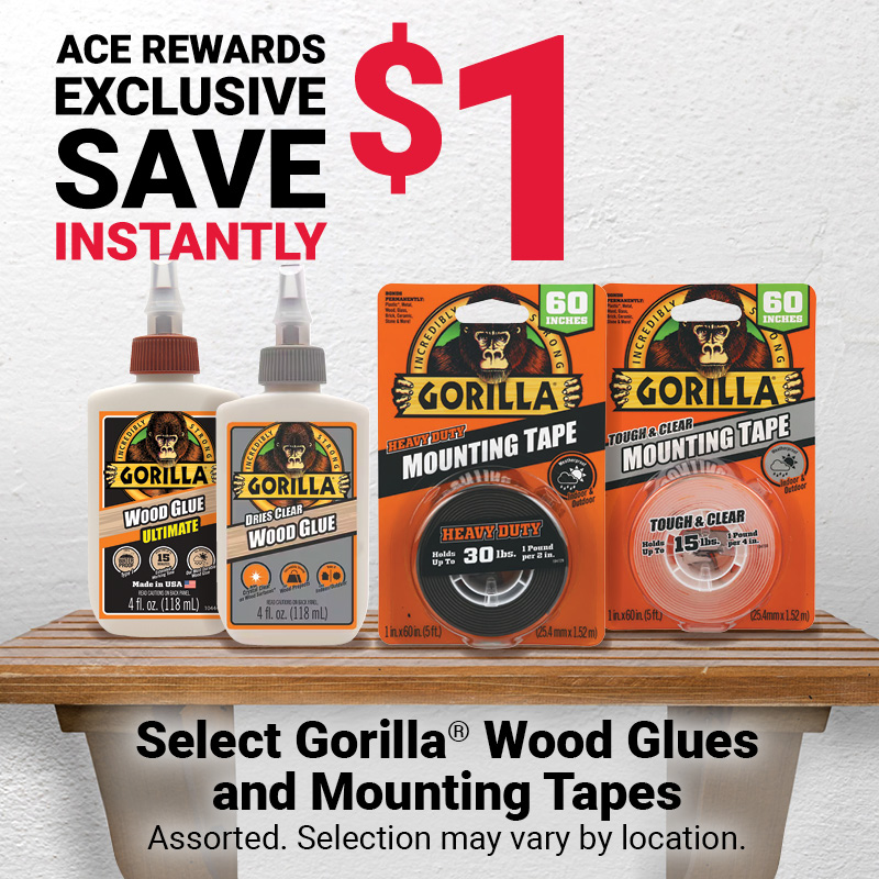 Select Gorilla® Wood Glues and Mounting Tapes