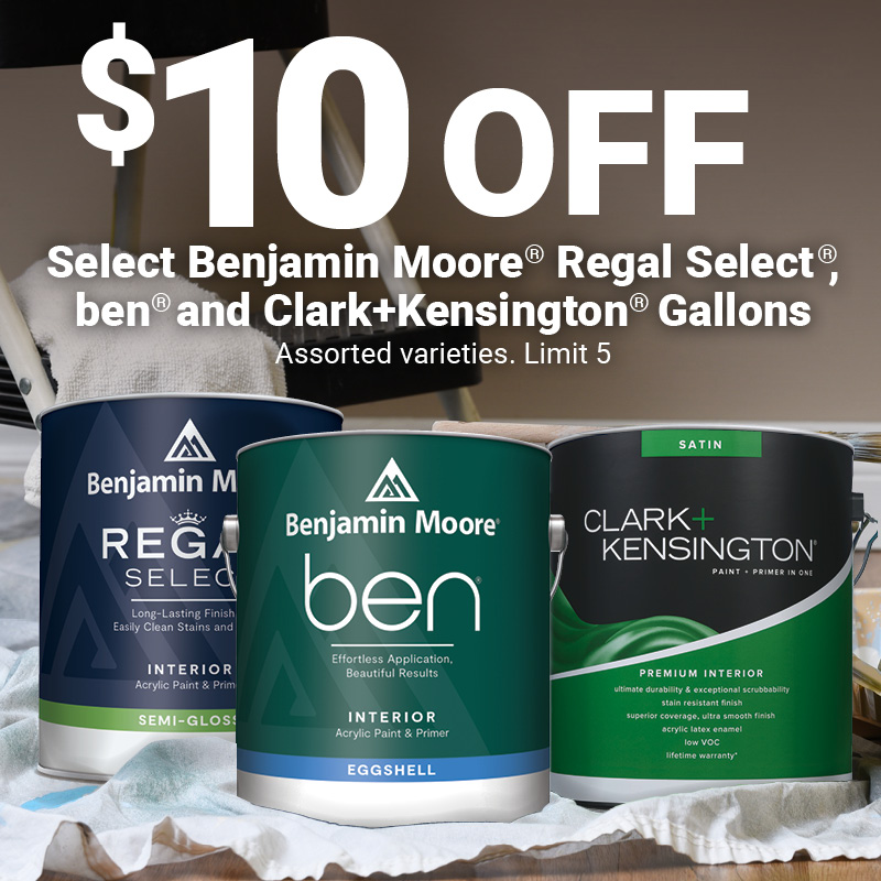 Select Benjamin Moore® Regal Select®, Ben® and Clark+Kensington® Gallons