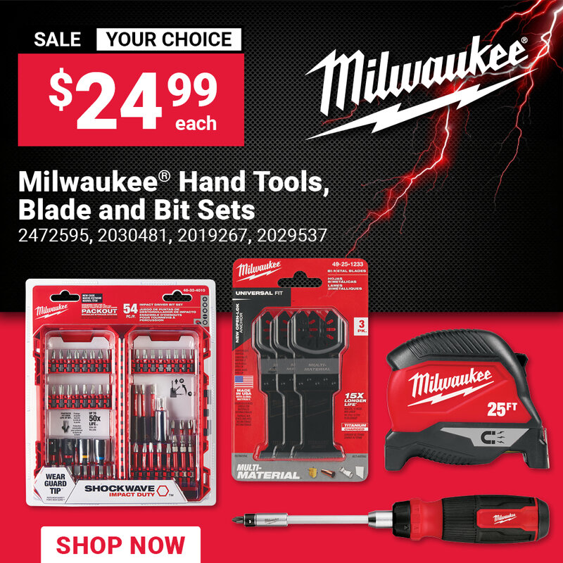 Select Milwaukee® Hand Tools, Blade, and Bit Sets