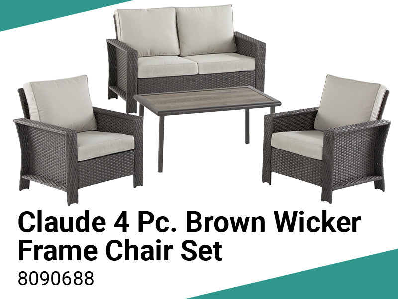 Summer Sale - Claude 4 Pc. Brown Wicker Frame Chair Set 