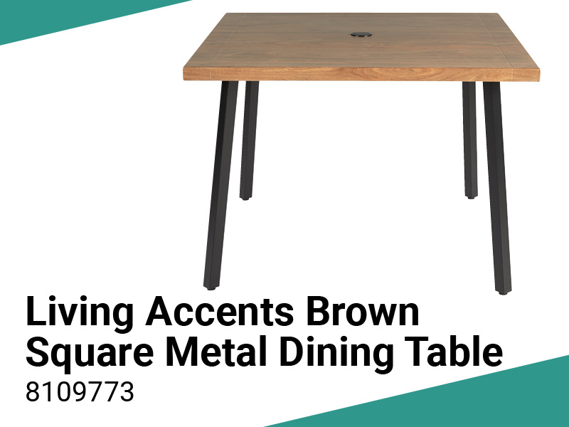 Summer Sale - Brown Square Metal Dining Table