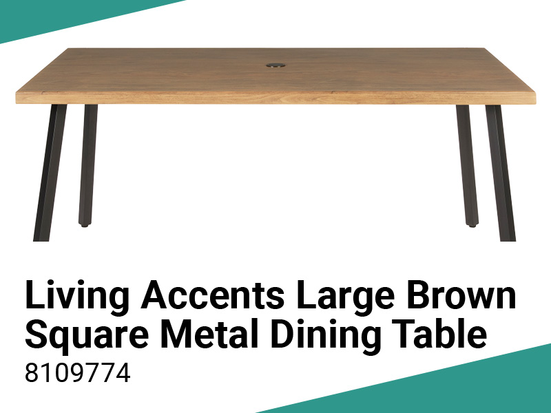 Summer Sale - Large Brown Square Metal Dining Table