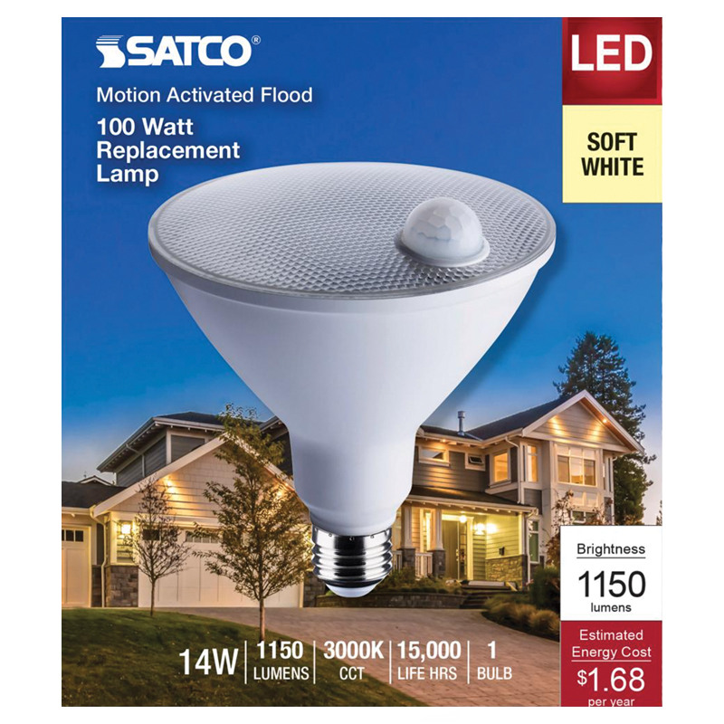 Satco® LED Motion Activated 100 Watt Soft White Flood Light Bulb