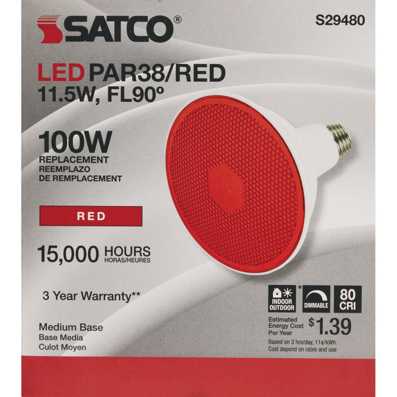 Satco® PAR38 11.5W LED Bulb Red