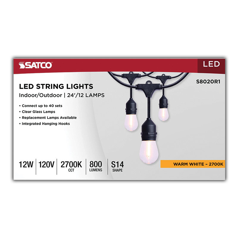Satco® 24 Ft. LED Vintage Style String Light Set