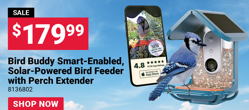 Bird Buddy Smart- Enabled, Solar- Powered Bird Feeder with Perch Extender