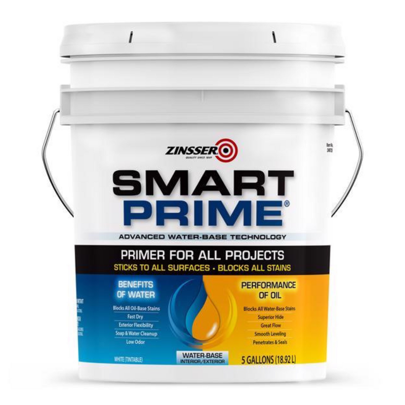 Zinsser Smart Prime White Water-Based Acrylic Stain Blocking Primer 5 gal